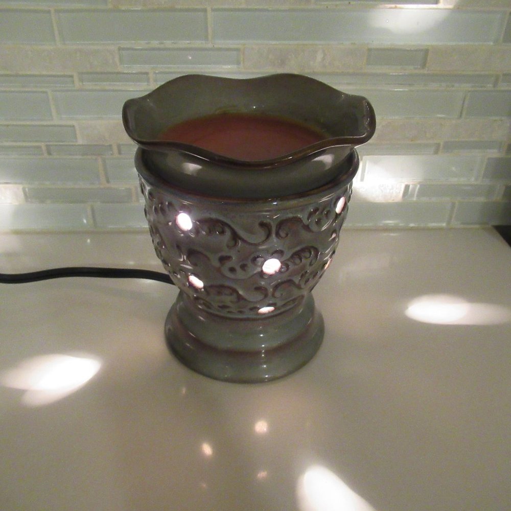 Scentsy Retired Full Size Wax Warmer MILANO Renaissance Blue and Brown